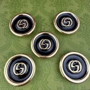 5 GROSSE GUCCI KNÖPFE GG LOGO SCHWARZ GOLD METALL RUND 40MM - Bild 1 von 8