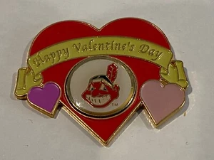 Cleveland Indians Lapel Hat Pin Chief Wahoo Happy Valentines Day Red Pink Heart - Picture 1 of 2