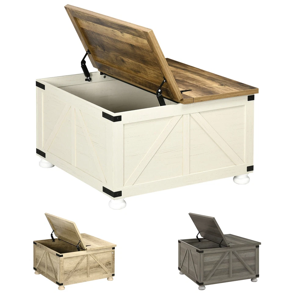 HOMCOM Mesa de Centro con Tapa Abatible Almacenamiento Oculto, Mesa de Centro Cuadrada Foto 1 de 1