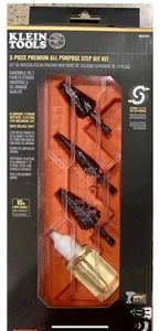 Klein Tools 3 Piece Premium Quick Release All Purpose Step Bit Kit QRST3PC (NEW) - Picture 1 of 4