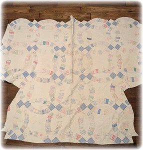 Edredón cortador vintage 1930 piezas grandes punto lento, diario basura, 66x58 pulgadas - Imagen 1 de 7