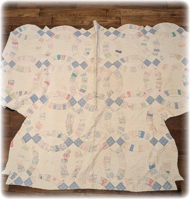 Vintage 1930 Cutter Quilt Big Pieces Slow Stitch, Junk Journal, 66x58 in - Image 1 of 4