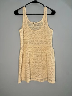 Kirra Ivory Lace Tank Top Bathing Suit Coverup Sheer Cottagecore Romantic Size S - Image 1 of 4