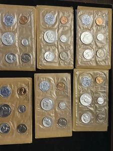 6 Lot .. US Proof Sets … 1959, 1960, 1961, 1962, 1963, 1964 With Envelopes - Picture 1 of 8