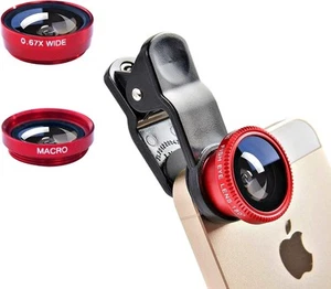 3 in 1 Cell Phone Camera Lens Kit Macro Wide Angle for iPhone Android Smartphone - Photo 1 sur 8