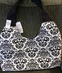 Walt Disney World Disneyland Resort Black & White Mickey Mouse Canvas Tote Bag - Picture 1 of 9