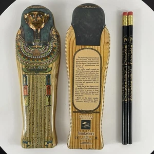 The British Museum Egyptian Mummy Sarcophagus Tin Pencil Box 1989, 2 Pencils - Picture 1 of 8