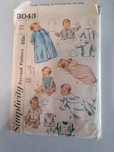 Uncut Layette Infants Simplicity 3043 Sewing Pattern & Transfer Vintage - Picture 1 of 5