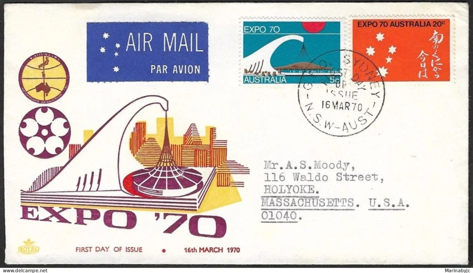 SKV) 1970. Australia. Exposición. FDC circulado a USA. XF Foto 1 de 1