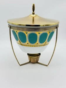 Vintage Fire King Fred Press Blue Medallion Milk Glass Splash Proof Bowl Cradle - Picture 1 of 22