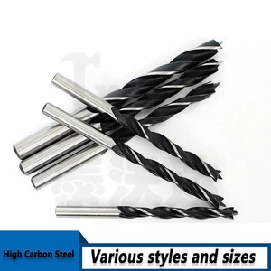 High carbon Steel Brad Drill Bit Set Round Shank Wood Specific 1.5-10mm Dia - Picture 1 of 9