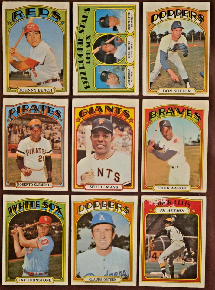 Lote 1972 Topps Salón de la fama (9) Aaron Mays Clemente Fisk RC Banco Sutton ¡Más! L/M Gr Foto 1 de 1
