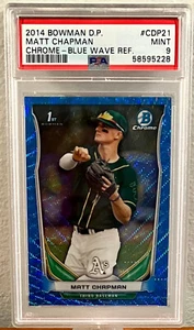 2014 Bowman Chrome Matt Chapman Pre Rookie Blue Wave Refractor PSA 9 MINT - Bild 1 von 2