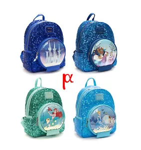 Zaino Loungefly Disney La Bella e la Bestia Cenerentola Sirenetta Paillettes - Foto 1 di 13
