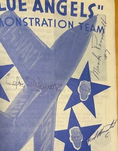 1957 US NAVY BLUE ANGELS FLIGHT TEAM SIGNED BY 7 F11F PILOTS PROGRAM SPOKANE WA - Picture 1 of 6
