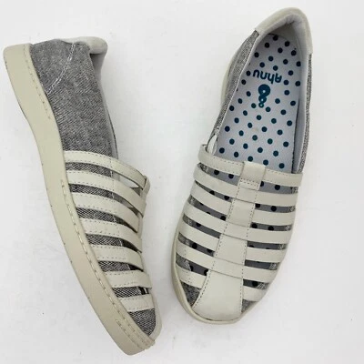 Zapatos planos sin cordones Ahnu Teva North Point de cuero blanco gris lona talla 8 para mujer Foto 1 de 4