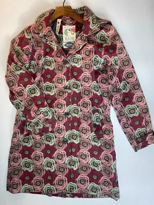 Seasalt Seaside Mac Size 10 Womens Pink/Purple Waterproof Floral Tin Cloth Coat - Picture 1 of 8
