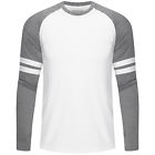 Mens Long Sleeve Raglan Baseball T-Shirt Casual Sport Quick Drying Athletic Tops