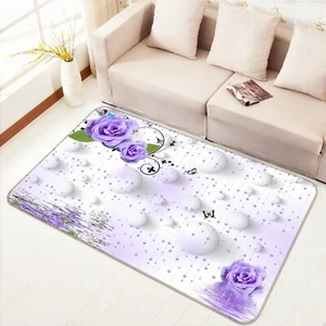 3D Purple Flower Butterfly NAO1331 Game Rug Mat Elegant Photo Carpet Mat Fay - Bild 1 von 5