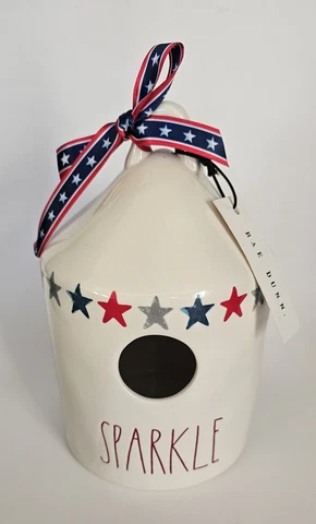 Rae Dunn SPARKLE Birdhouse 4th of July USA America Stars Patriotic Decor Cover