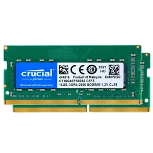 Crucial 32GB DDR4 CL19 Kit 2666MHz 2x 16G SO-DIMM Dual Laptop CT16G4SFD8266 1.2V - Picture 1 of 7
