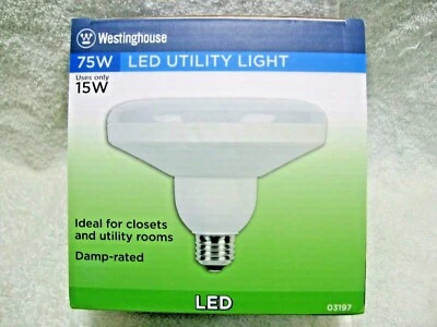 WESTINGHOUSE 75 Watt LED Equivalent Uses 15 Watts UTILITY LIGHT Damp Rated  SAVE - Image 1 of 4