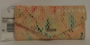 Brahmin JUNIE VERONICA Trifold Envelope Leather Wallet Multi Tan Red Teal NWT - Picture 1 of 9