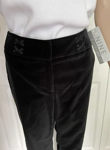 NWT Nine & Co 6 Black Velvety "Mystic Ro" Laced Accent at Waist Straight Pants - Picture 1 of 16