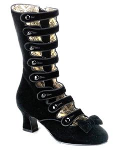 Black Velvet Boots 10 Pleaser Ankle Victorian Goth Coquette Bordello WHIMSEY-115 - Picture 1 of 5