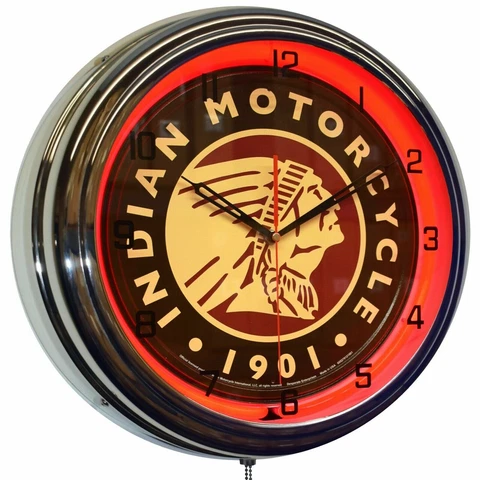 16" INDIAN Motorcycle Since 1901 Sign Red Neon Clock Cover