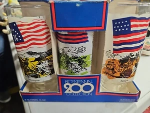 1970's Anchor Hocking Bicentennial Glass Collection Set/6 Vtg FLAGS FOR FREEDOM - Picture 1 of 10