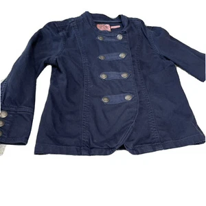 Juicy Couture Girls Jean Jacket-Born In The Glamorous USA Size 12-Navy Color - Picture 1 of 12