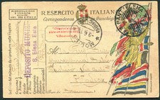 1919 WW1 6.6.19 CARTOLINA IN FRANCHIGIA POSTA MILITARE ANNULLI CIVILI