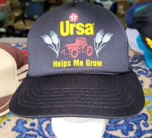 VINTAGE TEXACO URSA HELPS ME GROW FARMER MESH SNAPBACK HAT CAP - Picture 1 of 6