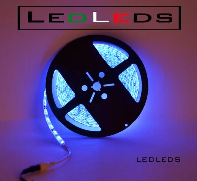 300 LED 3528 STRIP STRISCIA 5m 12V blu ALIMENTATORE 220 V IP65  ACQUARIO 5 METRI - Immagine 1 di 4