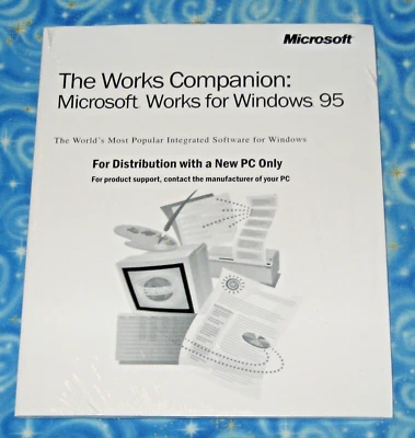 Sealed Microsoft Works Companion Windows 95 Vintage Computer Software & Book New - Image 1 of 3
