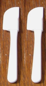 Two Tupperware Mini Silicone Spatulas 7 1/4" Each ~Jar Scrapers White New - Picture 1 of 1