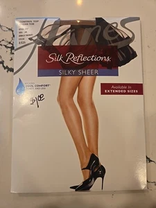 Silk Reflections Women's AB Control Top Barely There Pantyhose Sheer Toe - Picture 1 of 4