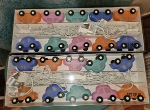 Juego de 2 luces de patio de coche molde soplado vintage cadena de 10 coches habitación de niños - Imagen 1 de 9