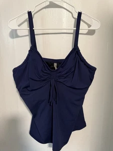 Lands End Tankini Badeoberteil Größe dunkelblau mit integriertem Bügel BH 16 DDD - Bild 1 von 5