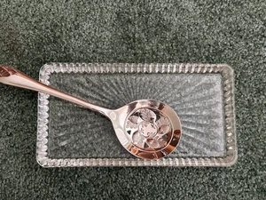 Vintage Godinger Kristall Preiselbeere Servierset mit versilbertem Löffel ohne Box - Bild 1 von 7