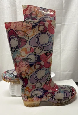 Botas de lluvia Coach coloridas amapola de invierno de moda para mujer: talla 8 rosa púrpura Foto 1 de 4