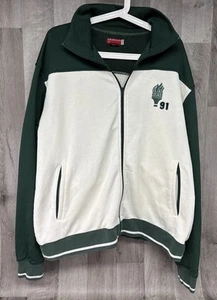 Vintage Guess 91 Track Jacket Adult XL Cream Green Full Zip Polyester Blend - Picture 1 of 7