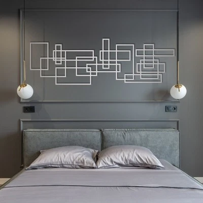 Arte de pared de metal geométrico, decoración de pared de metal, arte de pared cuadrado, decoración moderna del hogar Foto 1 de 4