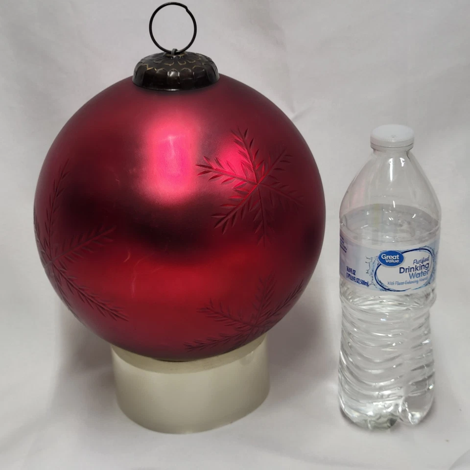 Bola de vidrio rojo intenso corte copo de nieve adorno de Navidad de colección antiguo alemán 1,6# Foto 1 de 4