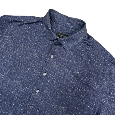 Bugatchi 8 Way Stretch Shirt Mens XXL Blue Oooh Cotton Tech Short Sleeve Button - Image 1 of 4