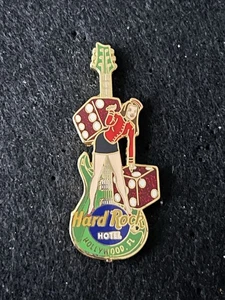 Hard Rock Hotel Hollywood FL (2004) - Green Guitar with Bell Girl and Dice Pin - Picture 1 of 4