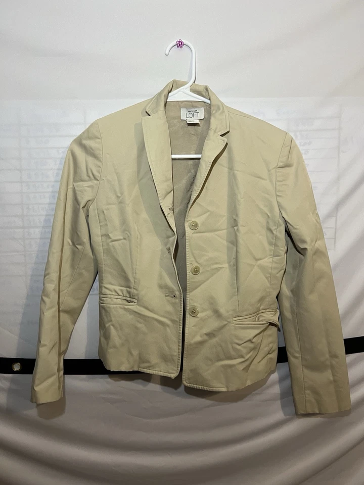 Blazer Ann Taylor Loft Crema 3 Botones Informal Chaqueta de Negocios Talla 2P Foto 1 de 4