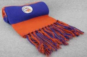 Vintage Denver Broncos Orange Blue Knitted Scarf 2" Embroidered Patch Fringe NFL - Picture 1 of 6