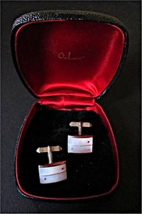 Handsome Vintage Mother Of Pearl Cufflinks By Weber - Imagen 1 de 1